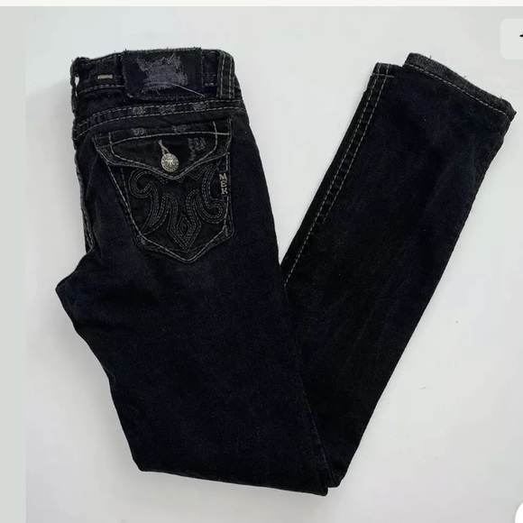 MEK Denim - MEK DENIM  Cigarette Black Flap Pockets 27 Jeans